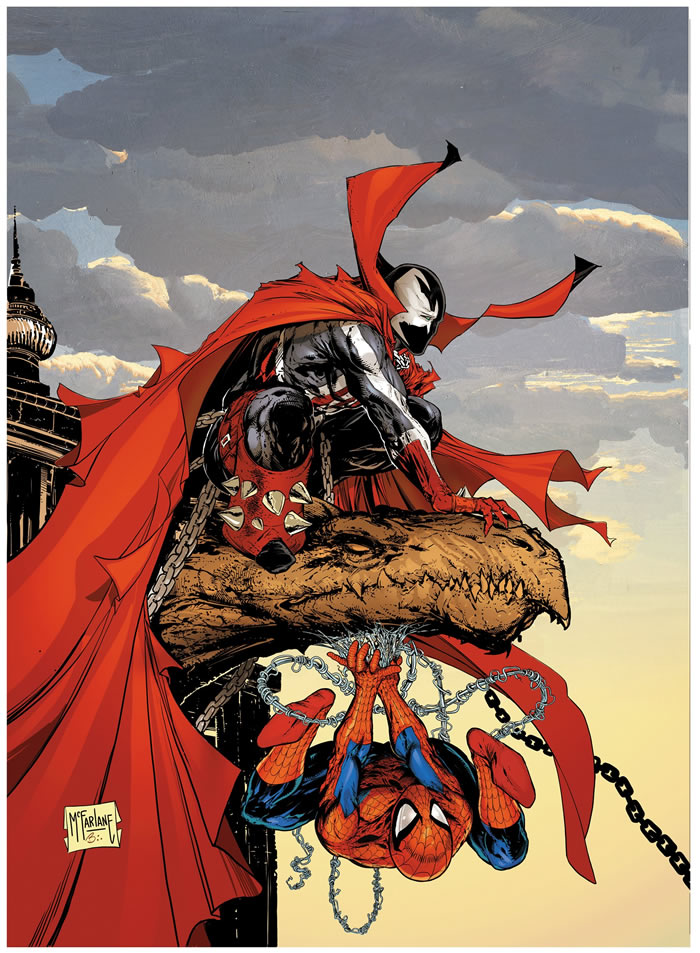 McFarlane copertina con Spawn e Spider-Man